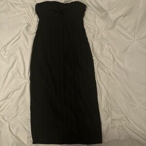 Three Pink Hearts Classic Black Strapless Dress